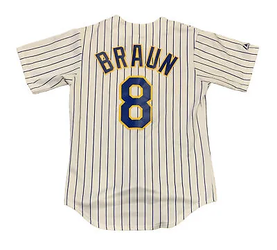 Ryan Braun — Milwaukee Brewers Majestic Pinstripe Jersey — Size Men’s Small • $37.99