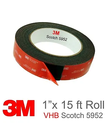 £16.62 • Buy 3M Scotch 5952 VHB Double Sided Foam Tape: 1 In. X 15 Ft. (Black)