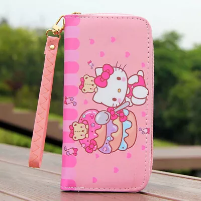 Cute Girl Hello Kitty Wallet Purse Clutch Card Holder Handbag 6  Phone Bag Strap • $26.39