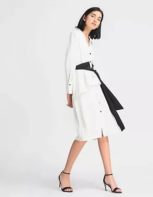 NWT ZARA White Peplum Belted Dress Midi Dress Size Small • $80