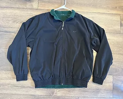 Vintage Nike Golf Jacket Men’s Medium Green Black Fleece Reversible Windbreaker • $39.99