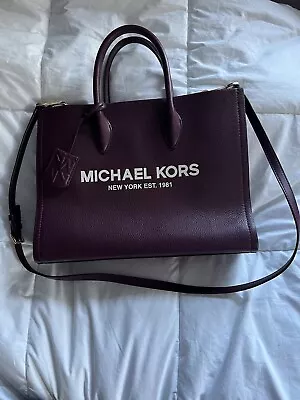 Michael Kors Mirella Medium EW  Bordeaux Red Leather Satchel Shoulder TOTE Bag • $119.99