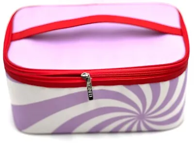 2 Bags Of Clinique Makeup Train Case Bag ~ Purple / White ~Red Zip With Handle • $9.90