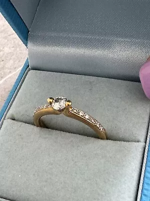 18ct Gold  Solitaire Diamond Ring 18k 750 Plat Size 3.2g • £56
