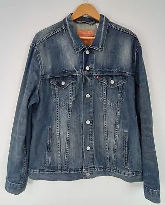 Levi Strauss & Co Jacket Size L Vintage Blue Short Collared Buttons Used F2 • £22.99