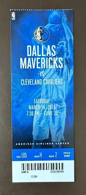 Dallas Mavericks 3/16/2019 NBA Ticket Stub Vs Cleveland Cavaliers - Dirk • $6.95