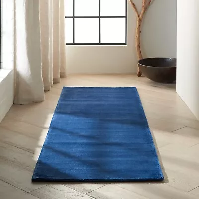 INDIAN HAND TUFTED CALVIN KLEIN 100% VISCOSE BLUE RUG 2'3  X 7'5  • £149.50