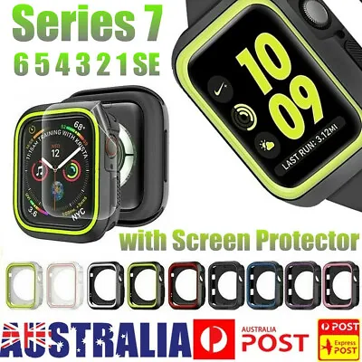$7.99 • Buy For Apple Watch Series 7 6 5 4 3 2 SE Rugged Bumper Case Cover Screen Protector