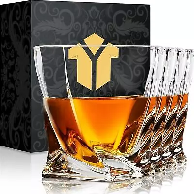 Vintage Bourbon Glasses Barware Tumblers Crystal Whiskey Scotch Rocks Gift Set 4 • $39.99