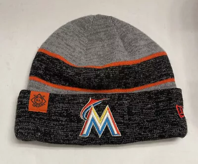 New Era Miami Marlins MLB Adult Beanie Hat Cap - Black  Grey And Orange • $19.97