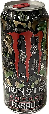 NEW MONSTER ENERGY ASSAULT DRINK 1 FULL 16 FLOZ (473mL) CAN COLLECTIBLE BUY NOW • $14.99