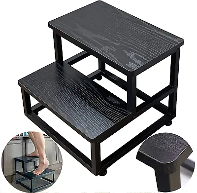 $72.20 • Buy Wooden Bedside Step Stools For Adults Kids, Wood Step Stool For High Bed, Heavy 