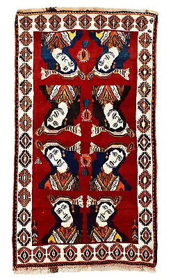 Hand-notted One Of A Kind Pictorial 4'x7' Qash Qai Oriental Wool Area Rug • $1545