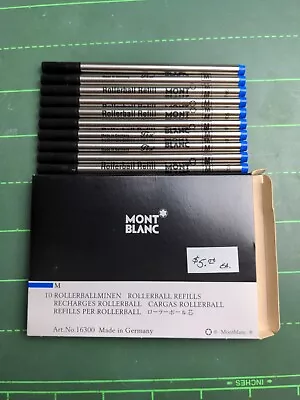 10x NOS Mont Blanc Rollerball Pen Refills  16300 Blue Medium Read Desc OEM • $59.48