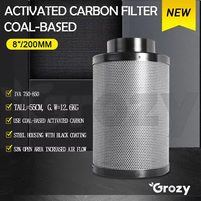 GROZY 8 Inch/200mm ACTIVATED CARBON FILTER 12.6KG FO HYDROPONICS VENTILATION KIT • $109.95