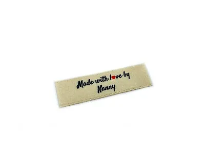 Made With Love By Nanny Labels In Cream - Flat 15x50 - 40 Pack - Sew On • £9.99