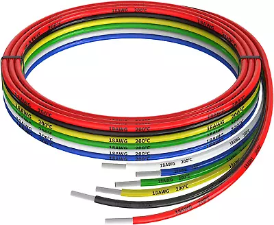 18Awg Silicone Electrical Wire Cable 6 Colors (5Ft Each) 18 Gauge Hookup Wires K • $18.60