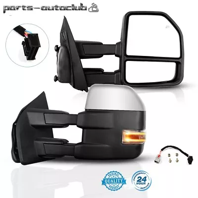 Tow Mirrors Power Heated Turn Signal Puddle Light Chrome For 2015-2020 Ford F150 • $188.99