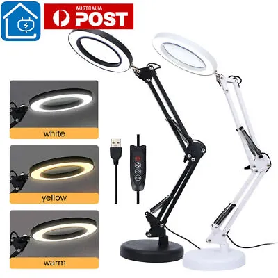 NEW Magnifier Glass LED Desk Lamp With Light Stand Beauty Magnifying Lamp • $26.59