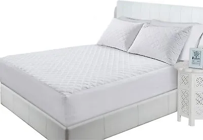 30cm Deep Poly-Cotton Quilted Fitted Mattress Protectors All Sizes • £5.99