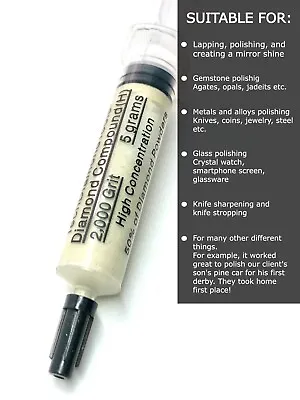 Diamond Polishing Lapping Paste 2000 Grit 4-8 Micron (H) 50% Concentration 5 G • $12.99