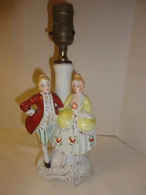 VINTAGE Colonial Couple Figurine Table Lamp ~ Made In Occupied Japan ~ Red Stamp • $5.99