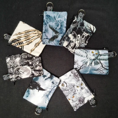 £4.99 • Buy Gothic Owl Skull Skeleton Witch Tattoo Coin Purse Cash Money Wallet Cotton Xmas