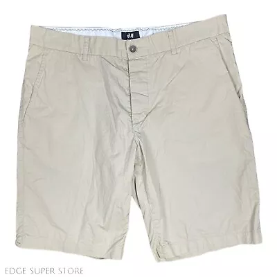 H&M Light Beige Khaki Golf Cotton Chino Regular Fit 10” Inseam Shorts Size 38 R • $18.80