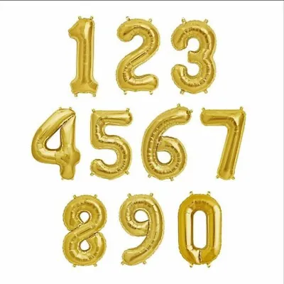 Large Helium Number Balloon 1 2 3 4 5 6 7 8 9 0 Gold Silver Black... • £5.99