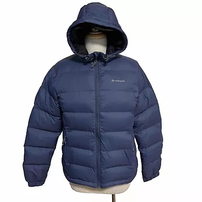 Macpac Ladies Size 12 Halo Hooded Down Jacket V2 Puffer Blue Full Zip EUC • $99
