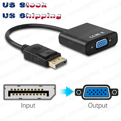 FHD Display Port DP Male To VGA Female Adapter Converter Cable Lead 1080P Black • $3.59