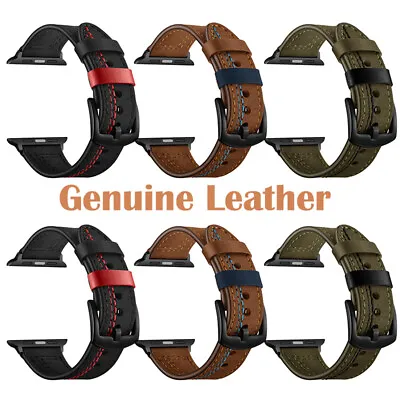 $2.99 • Buy Genuine Leather Apple Watch Band Strap IWatch Series SE 6 5 4 3 2 1 40 42/44mm 