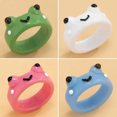 Cute Resin Acrylic Green Frog Animal Rings Finger Rings Women Men Jewelry Gift • $1.39