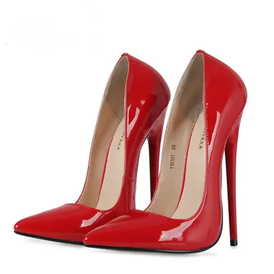 Womens Sexy High Heel 16cm Super Stiletto Patent Leather Pumps Party Pointed Toe • $68.39