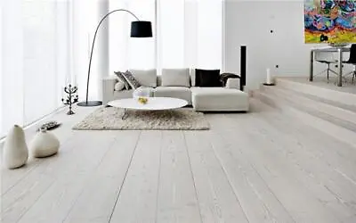 Sample: Engineered Oak Wood Flooring - White Washed - 15mm X 190mm X 1860mm • £0.99