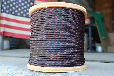 Sailboat Rigging Rope 3/16  X 100' Black/Red Double Braided Sheet Halyard Line • $50.99