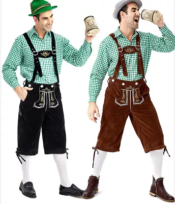 Oktoberfest Mens Lederhosen Bavarian Shorts Traditional German Suspender Wear • $38.14