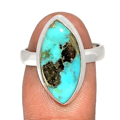 $21.96 • Buy Composite Turquoise With Pyrite 925 Sterling Silver Ring Jewelry S.8 CR10992
