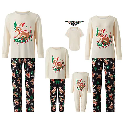 Matching Family Christmas Pajamas Set Women Men Kid Sleepwear Xmas Elk Nightwear • $10.99