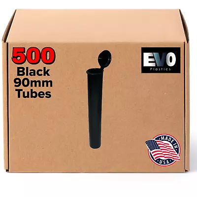 90mm Pre-Roll Tubes 500 Black Pop Top Joints BPA-Free Pre-Roll Vial - US • $77.98