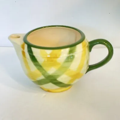 Metlox Poppytrail Vernon Ware Gingham Plaid High Creamer Green Yellow Vintage • $14.99