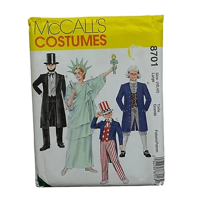 McCall's Costume Pattern 8701 Uncle Sam Large Adult (40-42) Child (12-14) UNCUT • $12.50