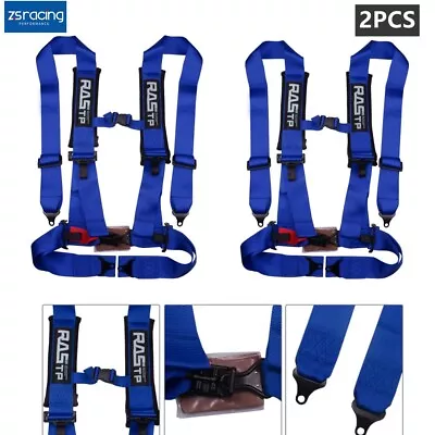 2PCS 3” 4 Point Racing Style Harness Belt 4PT Camlock Quick Release Blue • $85.49