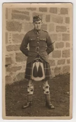 WW1 Military Postcard Posed RP View Of Scottish Soldier In Full Uniform C.1915 • £8.50