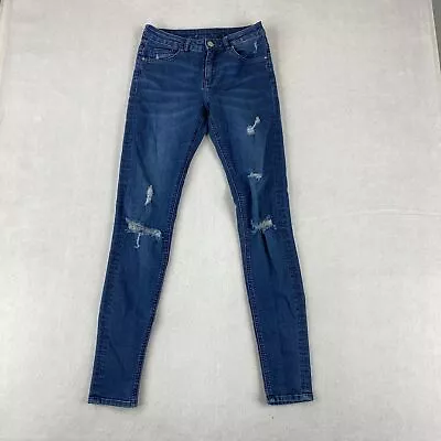 H&M Skinny Distressed Jeans Women's 24x30 Blue 5-Pocket Low Rise Cotton Blend • $11.37