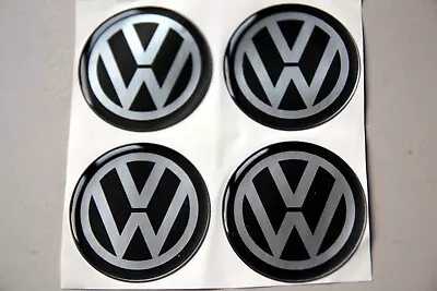 $25.90 • Buy Silver Black Alloy Wheel Center Cap Logo Emblem Sticker Set 50mm Fits To VAG VW