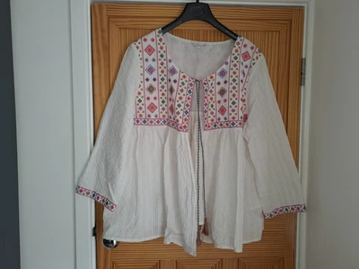 £2.99 • Buy Falmer Ladies Embroidered Tie Front Top / Jacket BOHO - 18
