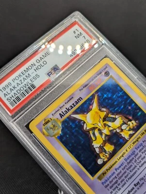 $350 • Buy Pokemon TCG -  Alakazam Base Set Shadowless 1999 Holo 1/102 - PSA 7 NM