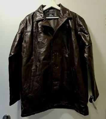 M COLLECTION Mens Size Medium M Genuine Brown Lamb Leather Jacket Patchwork Coat • $49.98