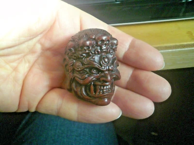 £19.99 • Buy Carved Wood Netsuke Gothic Devils Head , Collectable Boxwood Figure